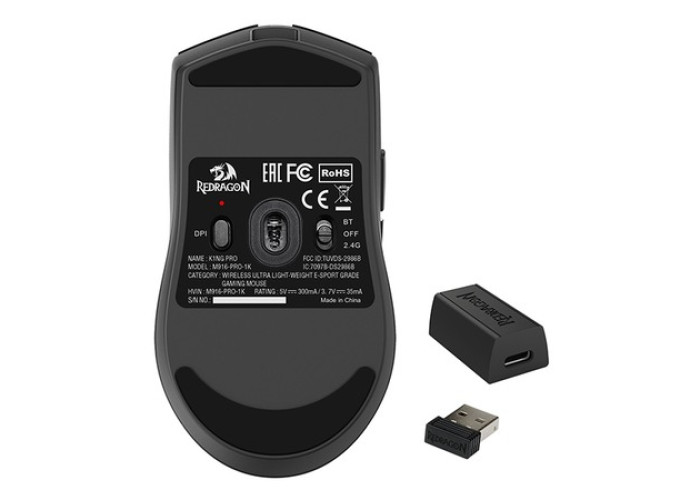 Redragon K1ING M916 LITE PRO Black 1K 3-Mode Wireless Gaming Mouse